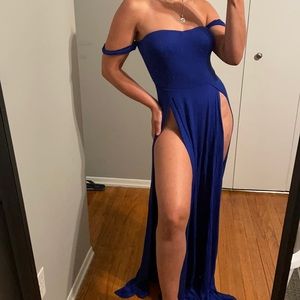 Electric Blue Tropical Vacation Maxi Dress